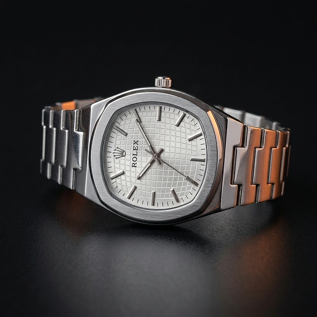 Montre Élégance Argentée – Cadran Blanc Texturé