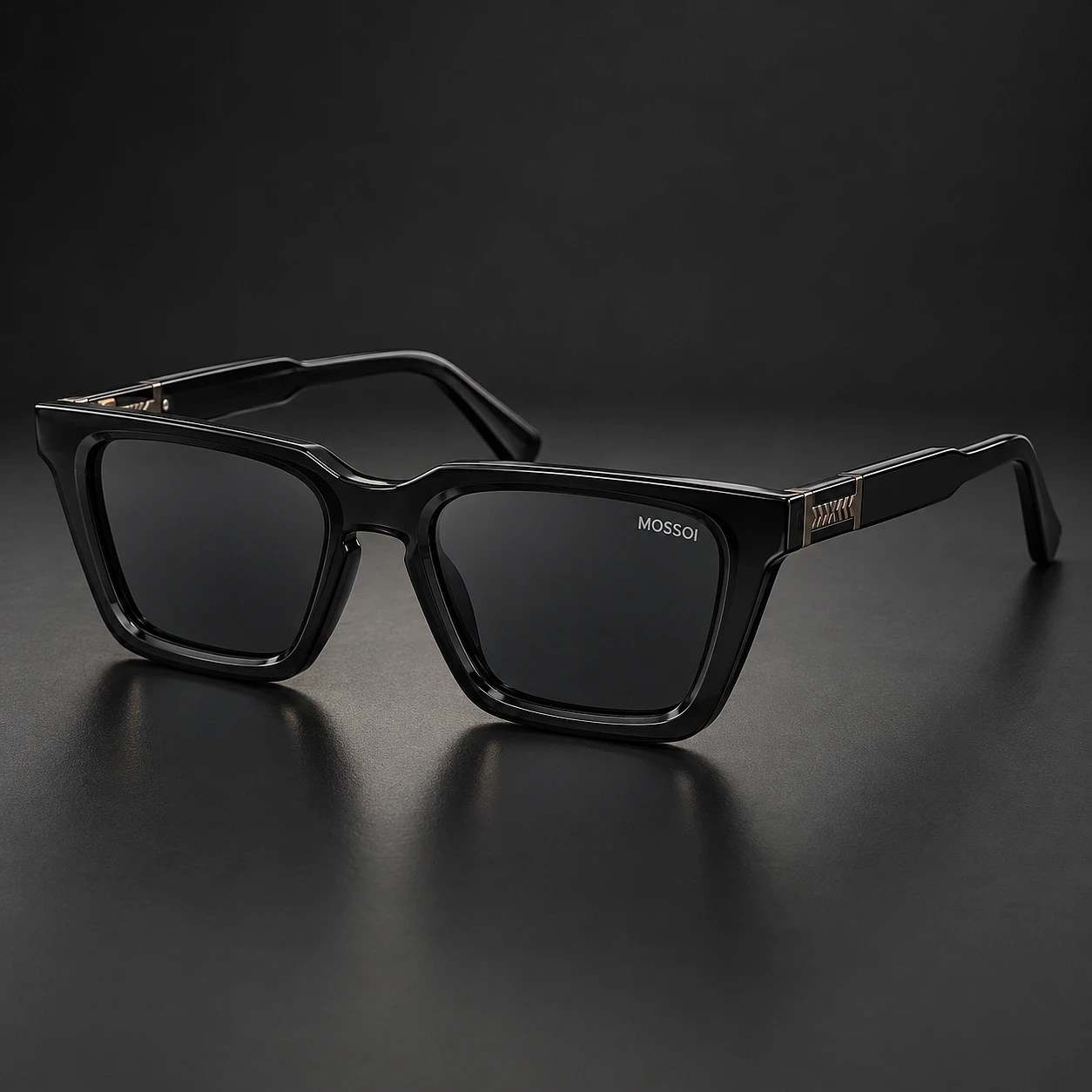 Lunettes de Soleil Black Square – Monture Noire & Détails Métalliques